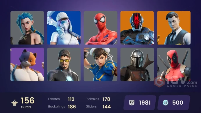 PC/PSN/Xbox/Nintendo 156 skins Arcane Jinx | Tart Tycoon | Trilogy | Point Patroller | Sultura | Fixer | Cloud Striker | Snap | Joey | Eternal K