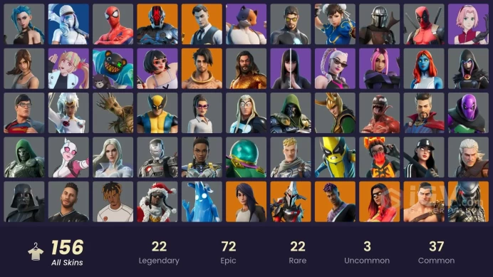 PC/PSN/Xbox/Nintendo 156 skins Arcane Jinx | Tart Tycoon | Trilogy | Point Patroller | Sultura | Fixer | Cloud Striker | Snap | Joey | Eternal K