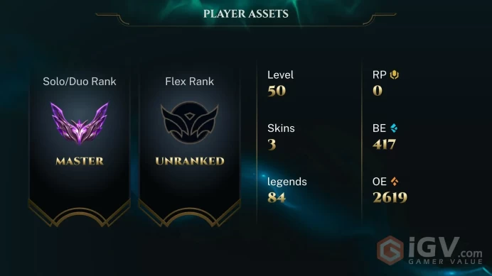EUW MASTER(30LP) - 290LP PEAK/ 84 CHAMP / 3 GOOD SKINS / HONOR 4 / HANDMADE / UNVERIFIED - FULL ACCES / LIFETIME WARRANTY / CHEAP