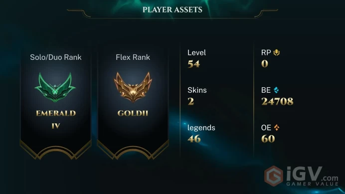 [EUW] S2026 - Emerald 4 -70LP- 54 Winrate - 24K Be - Honor 4 - Safe - Instant Delivery