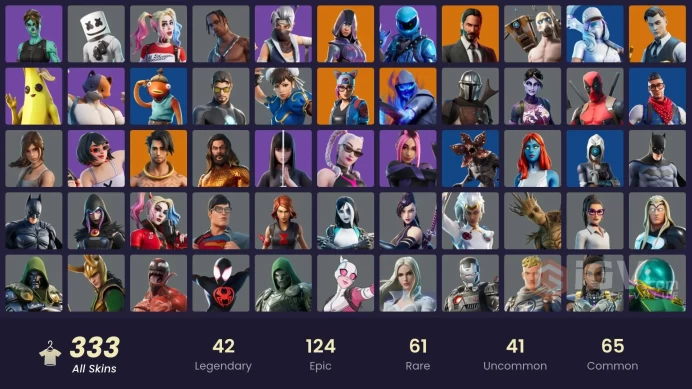 333 skins/full access/ikonik/honor guard/travis scott/glow/merry mint axe/leviathan axe/gold midas/world cup