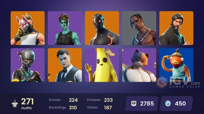 PC/PSN/Xbox/Nintendo 271 skins Travis Scott | Keri Commander | The Reaper | Elite Agent | Astro Jack | Gold Brutus | Gold Midas | Rogue Agent | 