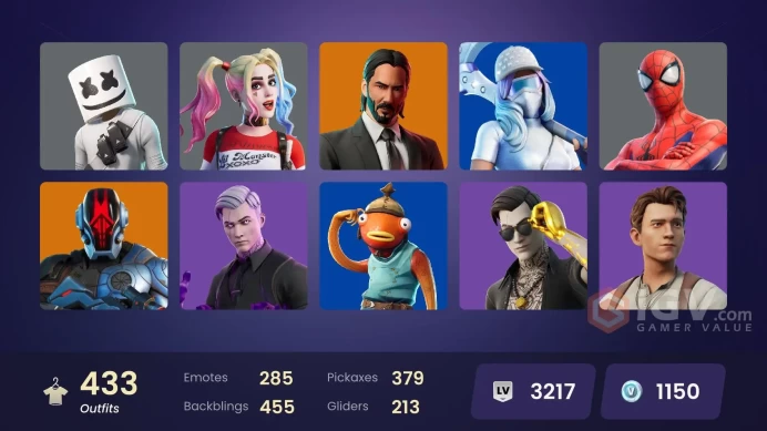 [ALL PLATFORMS]-433 Skin-379 pickaxes-285 emotes-350.000 V-BUCKS SPEND-FULL ACCESS-