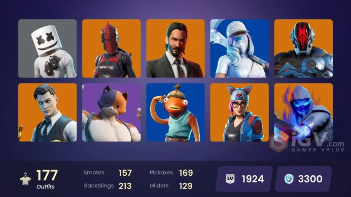 [ALL PLATFORMS]-172 Skin-Demogorgon OG-Fishstick-Alpine Ace (CAN)-Marshmello-Master Chief-Raptor-Supersonic-Crackshot-Midas-FULL ACCESS-