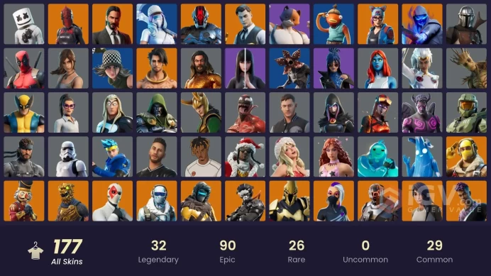 [ALL PLATFORMS]-172 Skin-Demogorgon OG-Fishstick-Alpine Ace (CAN)-Marshmello-Master Chief-Raptor-Supersonic-Crackshot-Midas-FULL ACCESS-