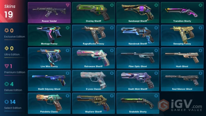 AP 19 skins | Reaver Vandal | Transition Shorty | Sandswept Sheriff | Montage Frenzy | Overlay Sheriff | Retrowave Sheriff | V0416