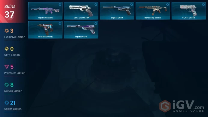 NA 37 skins | Bound | Spectrum Phantom | Tilde Knife | Oni Vandal | Ion Vandal | Oni Phantom | Neptune Vandal | Sovereign Marshal | V0398
