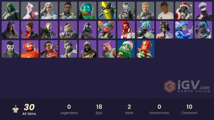 PC 30 SKINS 1-Ball Shuri Chaos Director Mysterio Kendo Slayer Juice WRLD Blitz Knight Yulejacket Meowdas 