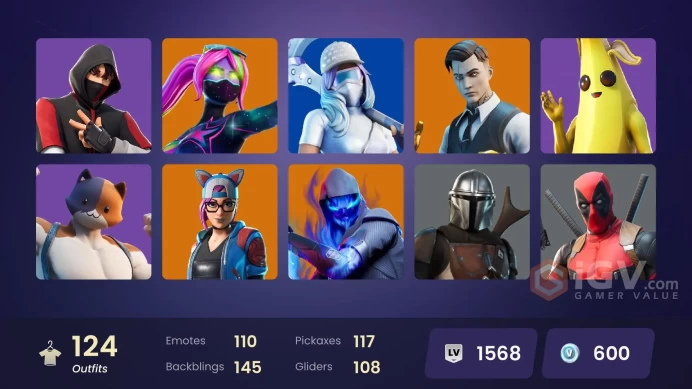 [PC/PSN/XBOX] 124 skins | IKONIK | Gold Brutus | Gold Midas | Gold Meowscles | Trilogy | STAGE 4 | GOLD | STAGE 5 | Candy Axe |	Y290