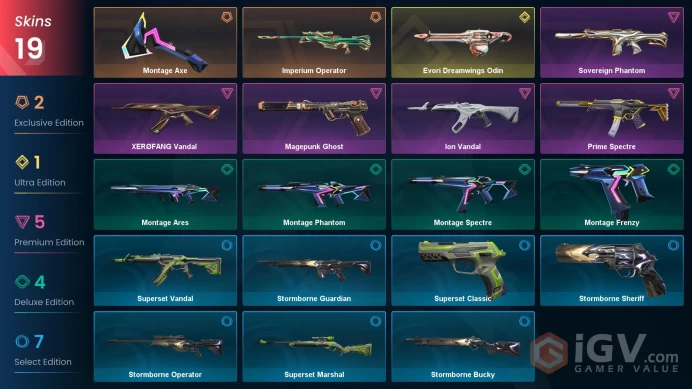 AP | 19 skins | Ion Vandal | Montage Axe | Evori Dreamwings Odin | Imperium Operator | XERØFANG Vandal | Sovereign Phantom | H1897