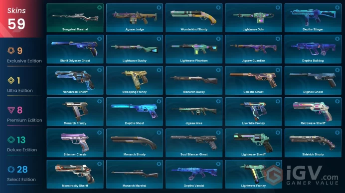 EU | 59 skins | Reaver Karambit | Champions 2024 Blade | Evori Dreamwings Vandal | Champions 2024 Phantom | Kuronami Vandal | F5828