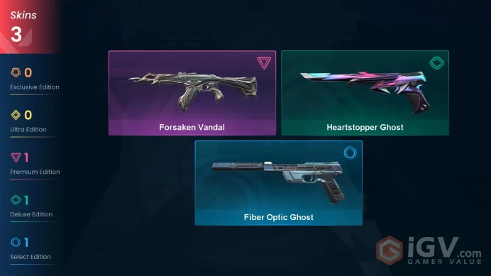 EU | 3 skins | Forsaken Vandal | Heartstopper Ghost | Fiber Optic Ghost | I6963