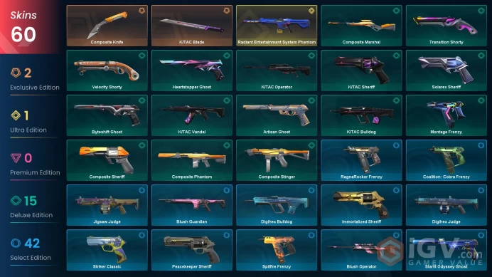LA | 60 skins | Radiant Entertainment System Phantom | Composite Knife | K/TAC Blade | Artisan Ghost | Solarex Sheriff | K/TAC Operator | D6119