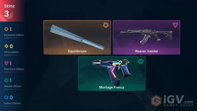 EU | 3 skins | Reaver Vandal | Equilibrium | Montage Frenzy | H8921