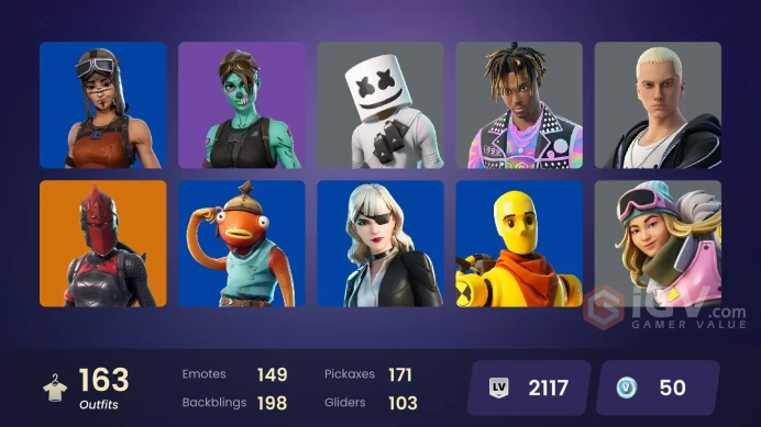 [ALL PLATFORMS]-164 Skin-171 Pickaxe-150 Emotes-150.000 V-BUCKS SPEND-Renegade Raider-Field Surgeon-Splinter-Glitch-Marshmello-