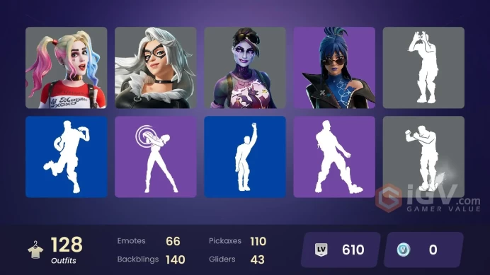 [ALL PLATFORMS]-128 Skin-110 Pickaxes-Lace-Black Cat-Raven Team Syd-Harley Quinn-Astra-Nobara Kugisaki-Green Roots Billie-FULL ACCES-BEST SELLER