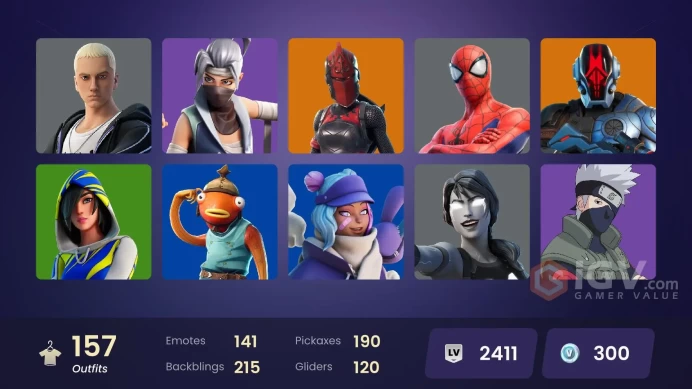{ALL PLATFORMS[-157 Skin-190 Pİckaxes-141 Emote-FNCS 3:1 Champion-Instinct-Fishstick-Kakashi Hatake-Lucky Rider-Galaxy Grappler-FULL ACCESS-