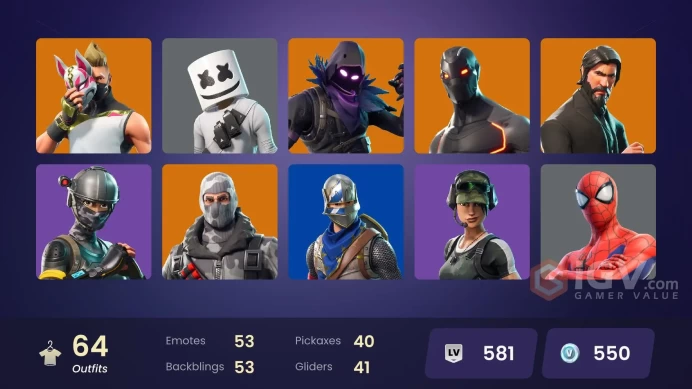 64 skins | The Reaper | Elite Agent | Take The L | Blue Squire | Omega | Havoc | Trailblazer | Ride The Pony | Snowflake | Strong Guard