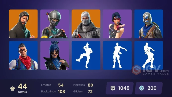 44 skins | The Reaper | Elite Agent | Take The L | Floss | Tidy | Blue Squire | Royale Knight | Havoc | Ride The Pony | Mako | Snowflake