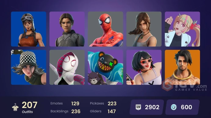 [PC/PSN/XBOX] 207 skins |Polo Prodigy | Renegade Raider | Pitch Patroller | Dummy Supreme | Lara Croft | Candy Axe |67 Competitive items|600VB