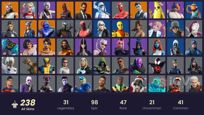 [PC/PSN/XBOX] 238 skins | Polo Prodigy |Lara Croft |  Reaper Axe | Candy Axe | Verve | Fresh |Take The Elf |Orange Justice | Laugh It Up| 2050VB
