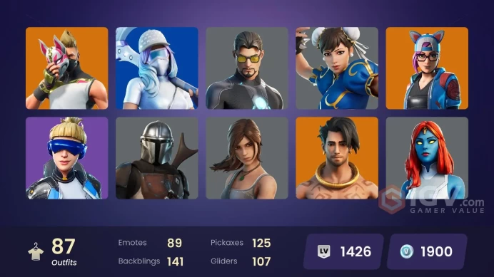  PC/PSN  87 SKINS  Omegarok  Raz  Zenith  Mandalorian  Menace  Blackheart  1900 VBUCKS  FOkyi 