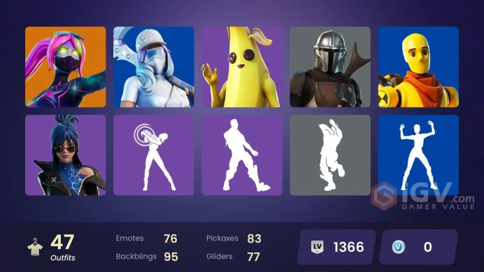  PC  47 SKINS  Blackheart  Mandalorian  Hybrid  Menace  Spectra Knight  Omegarok  0 VBUCKS  FO3bj 