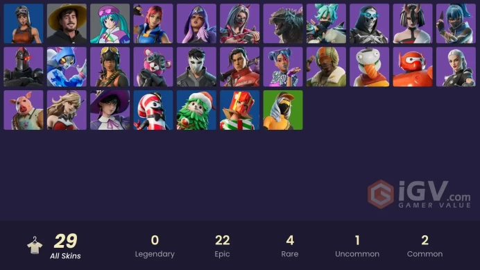  PC  29 SKINS  MrBeast  Hero Baymax  Aerial Assault Bomber  Sparkle Diva  Kendo  100 VBUCKS  FNEOq 