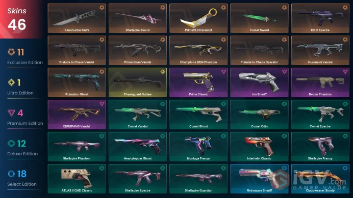46 Skin // EU-TR // Primordium + Kuronami + Chaos + Xerofang + Champions + Recon + Prime + Ruination + Ion + Phaseguard + 4 Knife // FULL Access