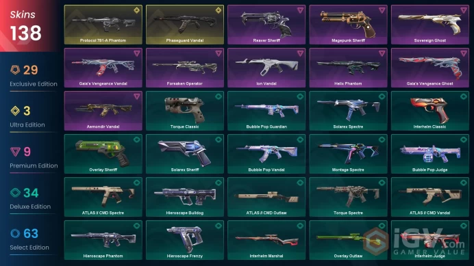 EU | 138 skins | Personal account with 6x Radiant Gun Buddy | Lifetime warranty