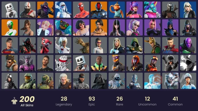 (PC PSN XBOX) 200 skins | Kratos | Master Chief (Matte Black) | Keri Commander | Snap | Peter Griffin | Valeria | Vi | Deadfire | Nezumi | Son G