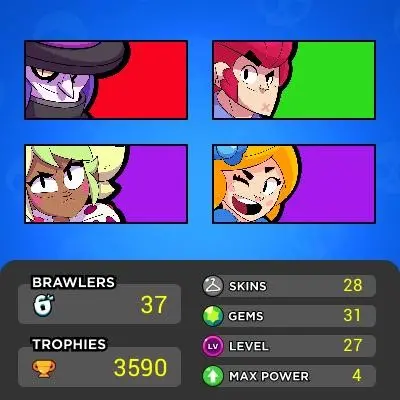 3590 Trophy|37 Brawlers 4 MAX Lvl|1 Legend(Jock Stu) 20 Epic Skin(Rogue Mortis,M Tara,Tengu Mike),etc|CN Yes|Check SS(BS766)	