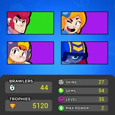 5120 Trophy|5K Bling|44 Brawlers 2 MAX Lvl|1 Legend 8 Epic Skin (Jellyfish Sandy,Medusa Emz)Gold Doug Skin|CN Yes|Check SS|BS768	