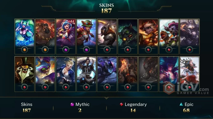 EUW / PLATIN 4(60LP) %100WR - 172 Champ - 187 Perfect Skins(2 Ultimate, 2 Mythic, 14 Legendary, 68 Epic) - 137K BE - FULL ACCES - CHEAP