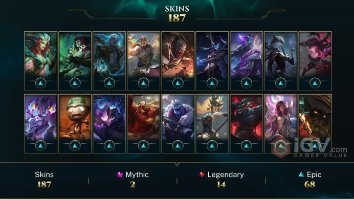 EUW / PLATIN 4(60LP) %100WR - 172 Champ - 187 Perfect Skins(2 Ultimate, 2 Mythic, 14 Legendary, 68 Epic) - 137K BE - FULL ACCES - CHEAP