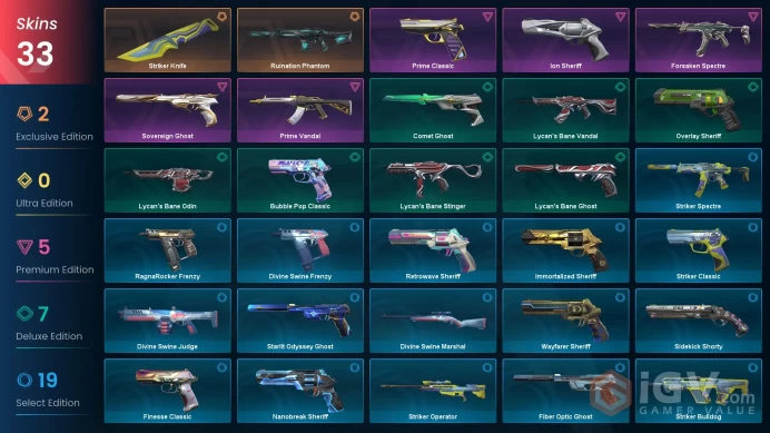 EU / Ruination Phantom-Prime Vandal-Sovereign Ghost-Prime Classic-Ion Sheriff-Forsaken Spectre-Striker Kni  / INSTANT DELİVERY / CHANGEABLE MAİL