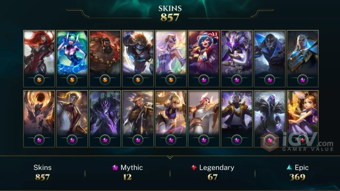 EUNE | 857 SKIN | 80K+ BE | 499 LVL | UNRANKED | MAIL CHANGEABLE LEAGUE OF LEGENDS ACCOUNT