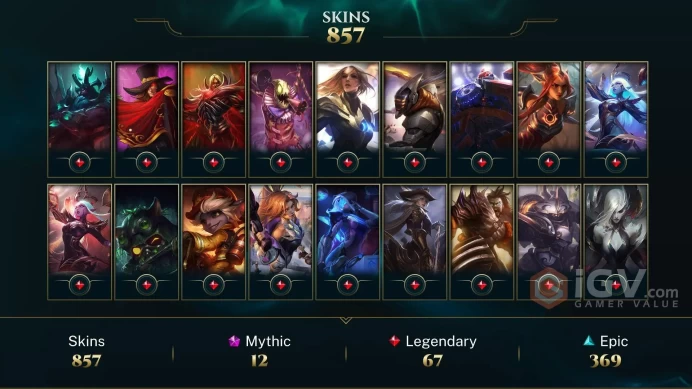 EUNE | 857 SKIN | 80K+ BE | 499 LVL | UNRANKED | MAIL CHANGEABLE LEAGUE OF LEGENDS ACCOUNT