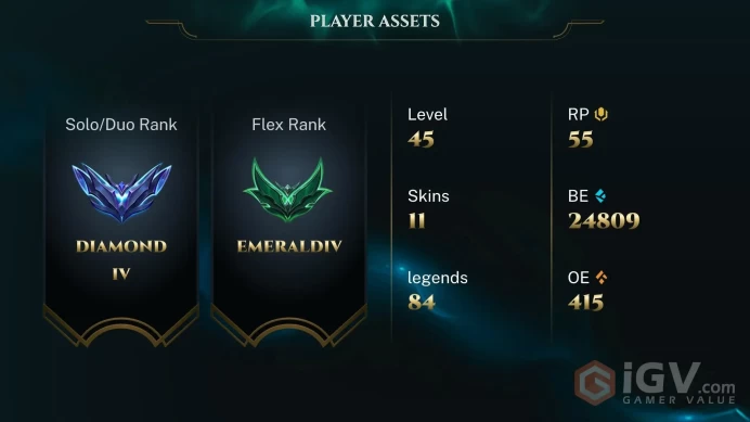 [EUW] S2026 - Diamond 4 -5LP- 53 Winrate - 24K Be - Honor 5 - Safe - Instant Delivery