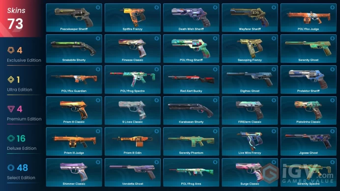 EU Full Access | 73 Skins Ruin Dagger+Reaver Vandal+Recon Phantom+Ion Phantom+Reaver Operator+Glitchpop Vandal+more