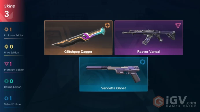 Ap | 3 Skins | Platinum II | Level 44 | VP Value: 6125 | Glitchpop Dagger | Reaver Vandal | Buddies 31 | Full Access | Instant Delivery | Full D
