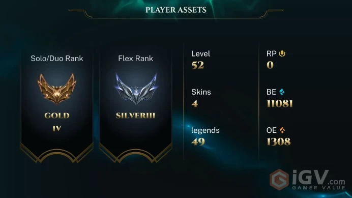 [EUW] S2026 - Gold 4 -63LP- 26Win - 28Lose - 11K Be - Honor 4 - KDA All Out Evelynn - Instant Delivery