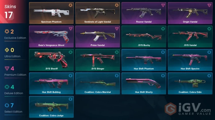 Ap 17 Skins | Platinum 1 | Level 41 | Spectrum Phantom | Sentinels of Light Vandal | 1 Battlepasses Purchase | Full Access | Full Details Below!