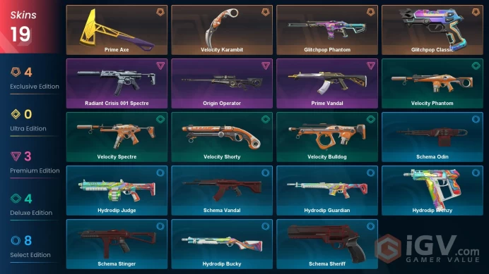 Ap | 19 Skins | Gold 3 | Level 60 | Prime Axe | Glitchpop Phantom | 1 Battlepasses Purchase | Full Access | Full Details Below!