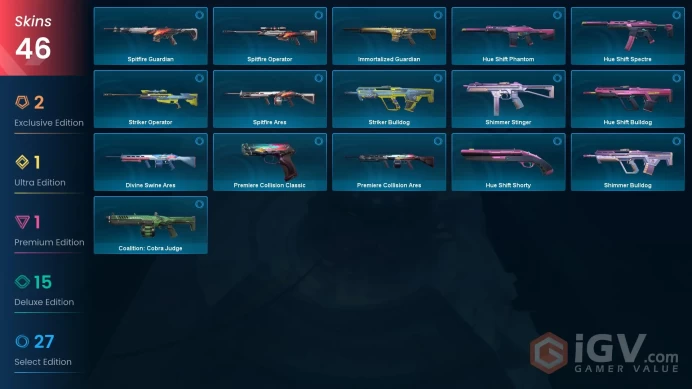 Ap | 46 Skins | Gold 1 | Reaver Karambit | VALORANT GO! Vol. 1 Knife| 4 Battlepasses Purchase | Full Access | Full Details Below!