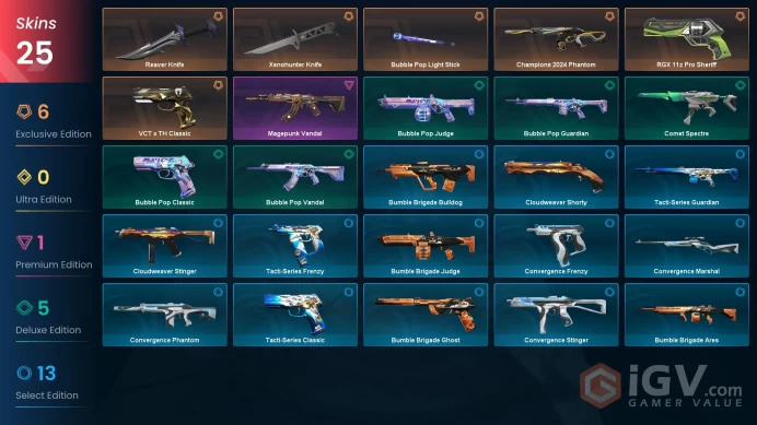 AP| 25 Skins | Gold | 2 Battlepasses | Champions 2024 Phantom | Reaver Knife | Xenohunter Knife | Full Access | Full Details Below!