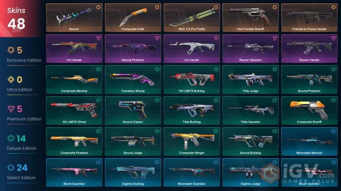 Ap | 48 Skins | Gold 3 | RGX 11z Pro Firefly | Prelude to Chaos Vandal| 3 Battlepasses Purchase | Full Access | Instant Delivery | Full Details 