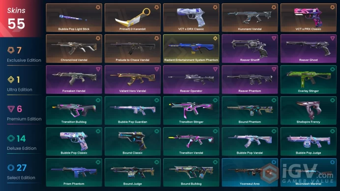 AP | 55 Skins | Gold 2 | VCT x PRX Classic | Radiant Entertainment System Phantom | Kuronami Vandal| 3 Battlepasses Purchase | Full Access | Ful