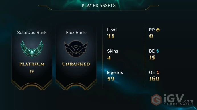 [S16 - SP1] EUW /PLATINUM IV (1/5 1LOSE)/ 59 CHAMPİONS / 4 SKİN / CHANGEABLE MAİL / HANDMADE