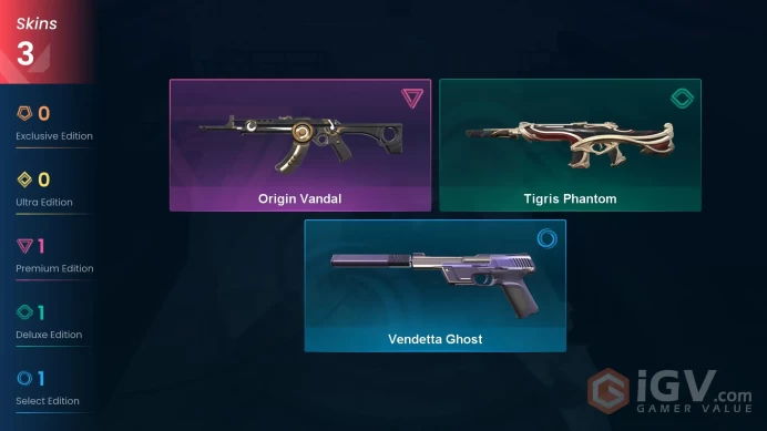 EU | 3 Skins | Diamond | Origin Vandal | Vendetta Ghost |Level 56 | Agents 8 | Buddies 49